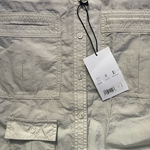 NWT Oversized sporty windbreaker khaki button down shirt, Frankie Shop ish - Picture 4 of 7